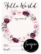 Violet Wreath Announcement Card